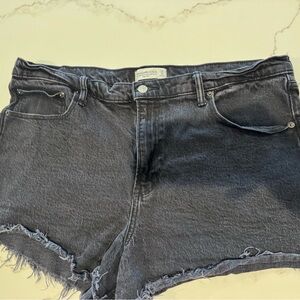 Abercrombie & Fitch Black Frayed Hem Denim Shorts